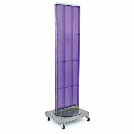 AZAR DISPLAYS Two-Sided Pegboard Floor Display on Revolving Wheeled Base. Spinner Rack Stand. 700253-PUR